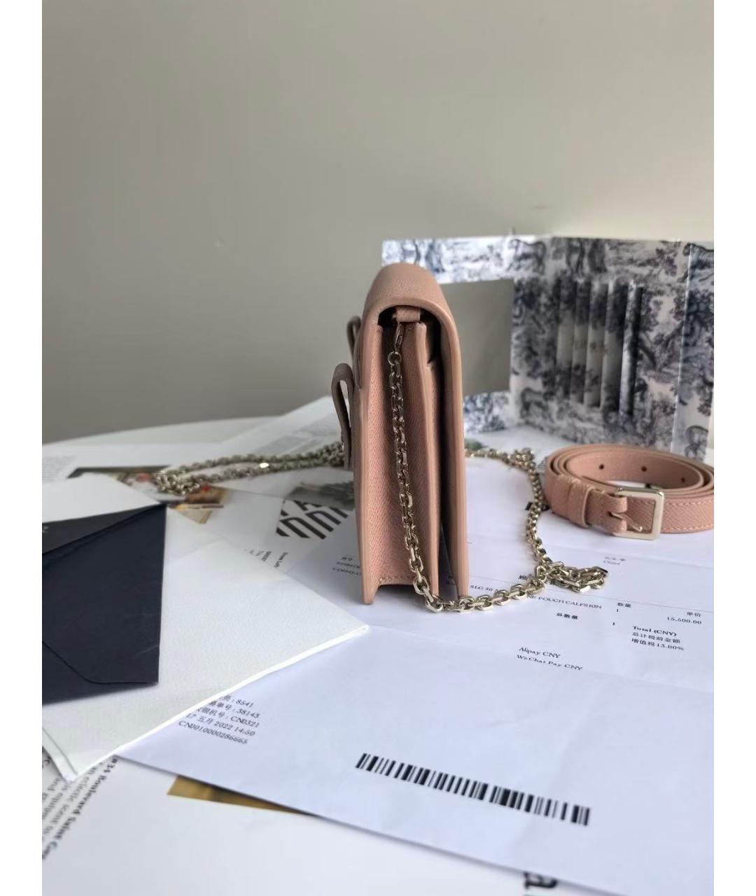 CHRISTIAN DIOR Розовая кожаная сумка через плечо, фото 3