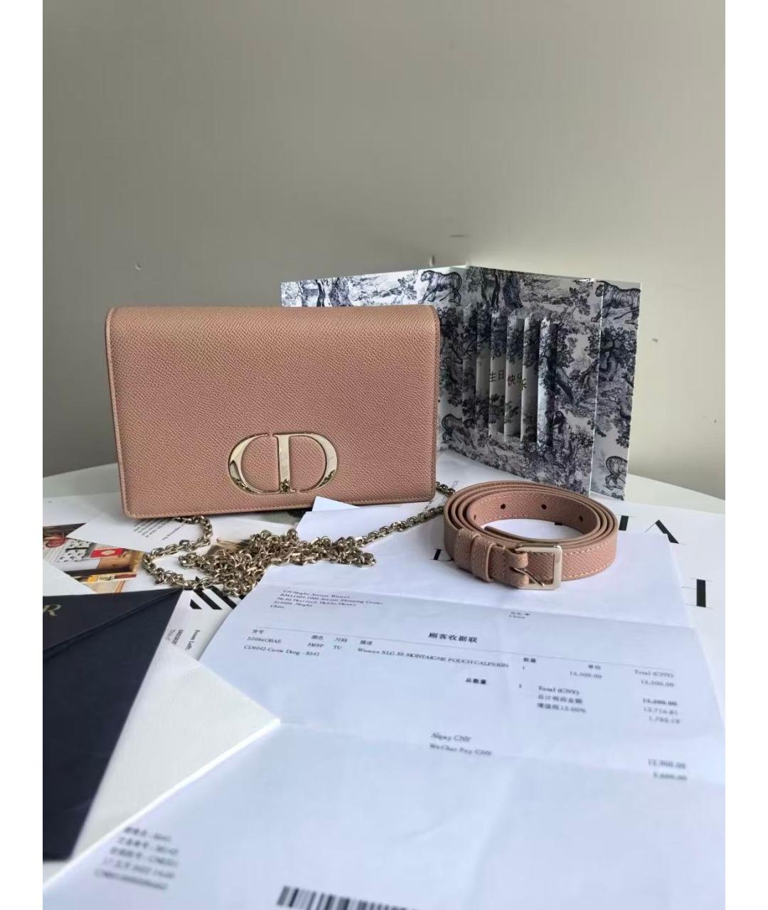 CHRISTIAN DIOR Розовая кожаная сумка через плечо, фото 8