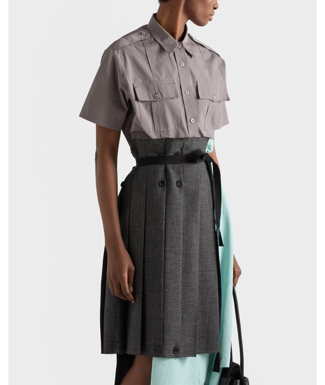 PRADA Серая юбка миди, фото 6