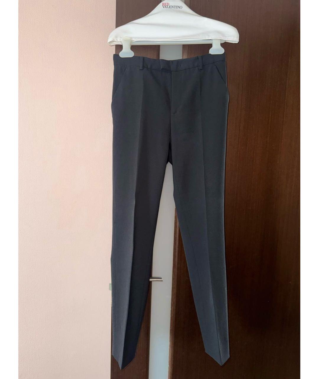 RED VALENTINO Черные полиэстеровые прямые брюки, фото 9