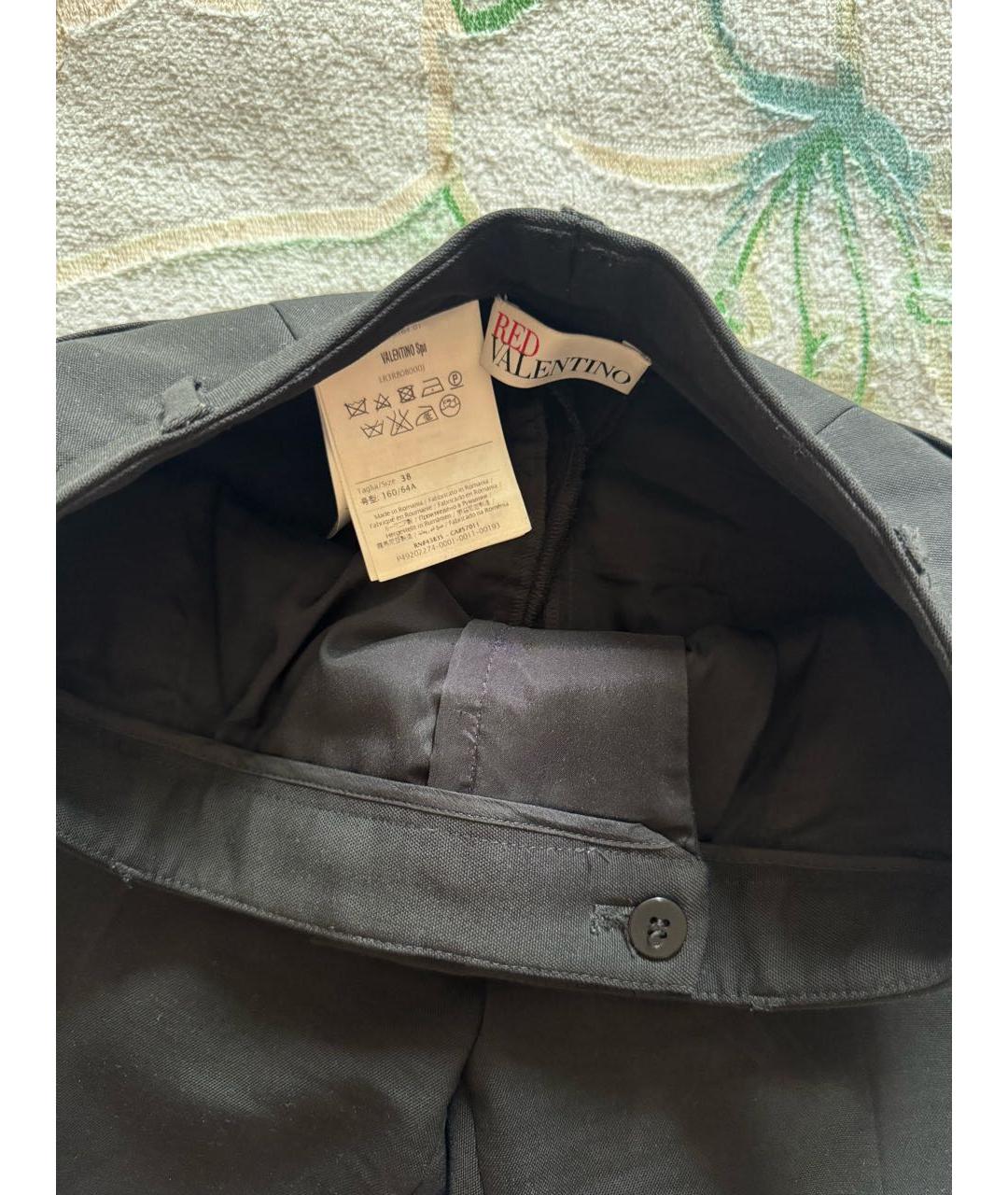 RED VALENTINO Черные полиэстеровые прямые брюки, фото 4