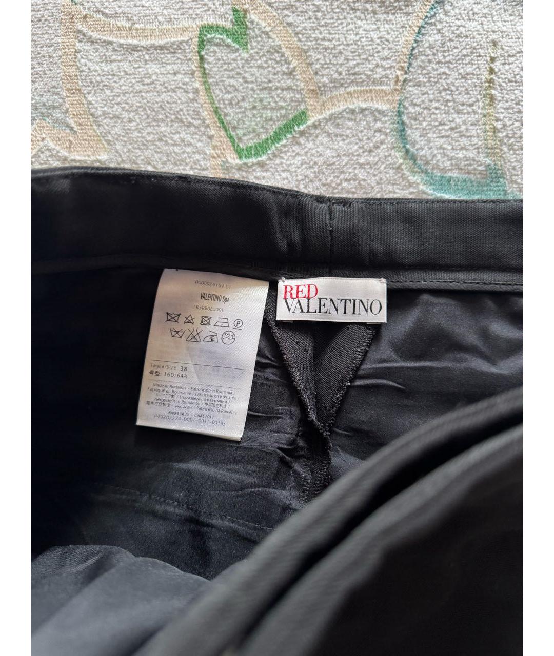 RED VALENTINO Черные полиэстеровые прямые брюки, фото 5