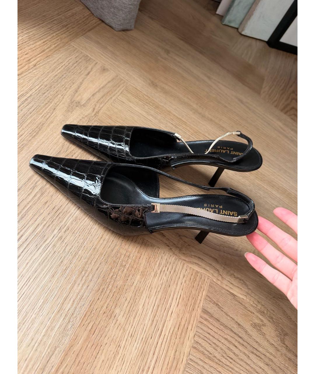 SAINT LAURENT Черные туфли из лакированной кожи, фото 2