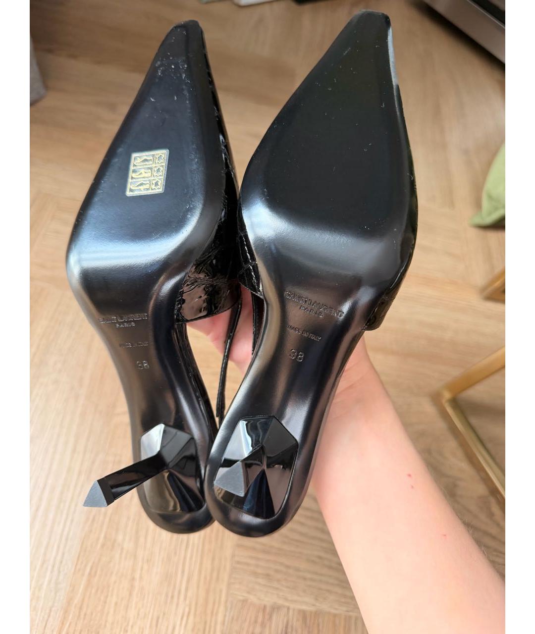 SAINT LAURENT Черные туфли из лакированной кожи, фото 6