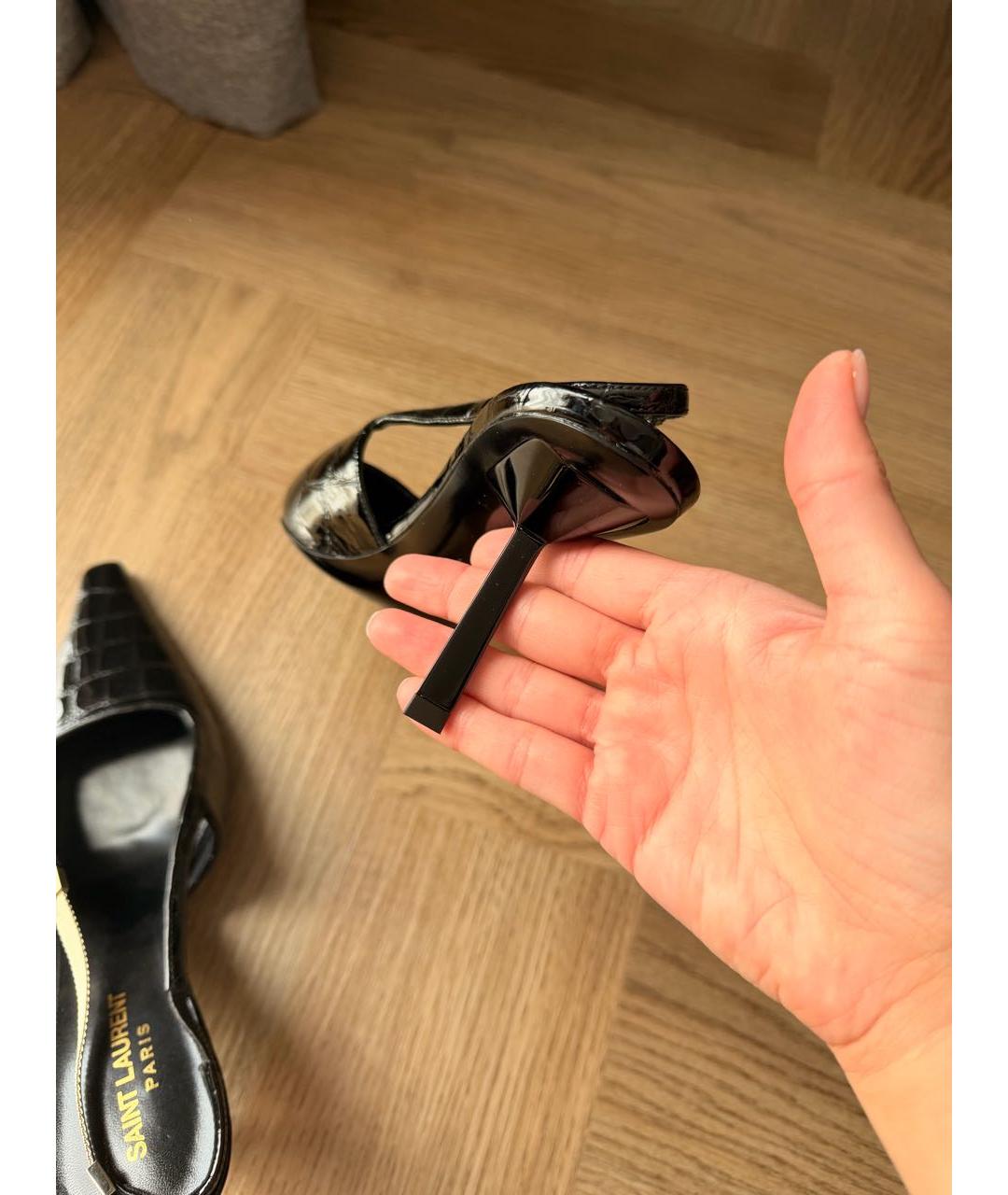 SAINT LAURENT Черные туфли из лакированной кожи, фото 8