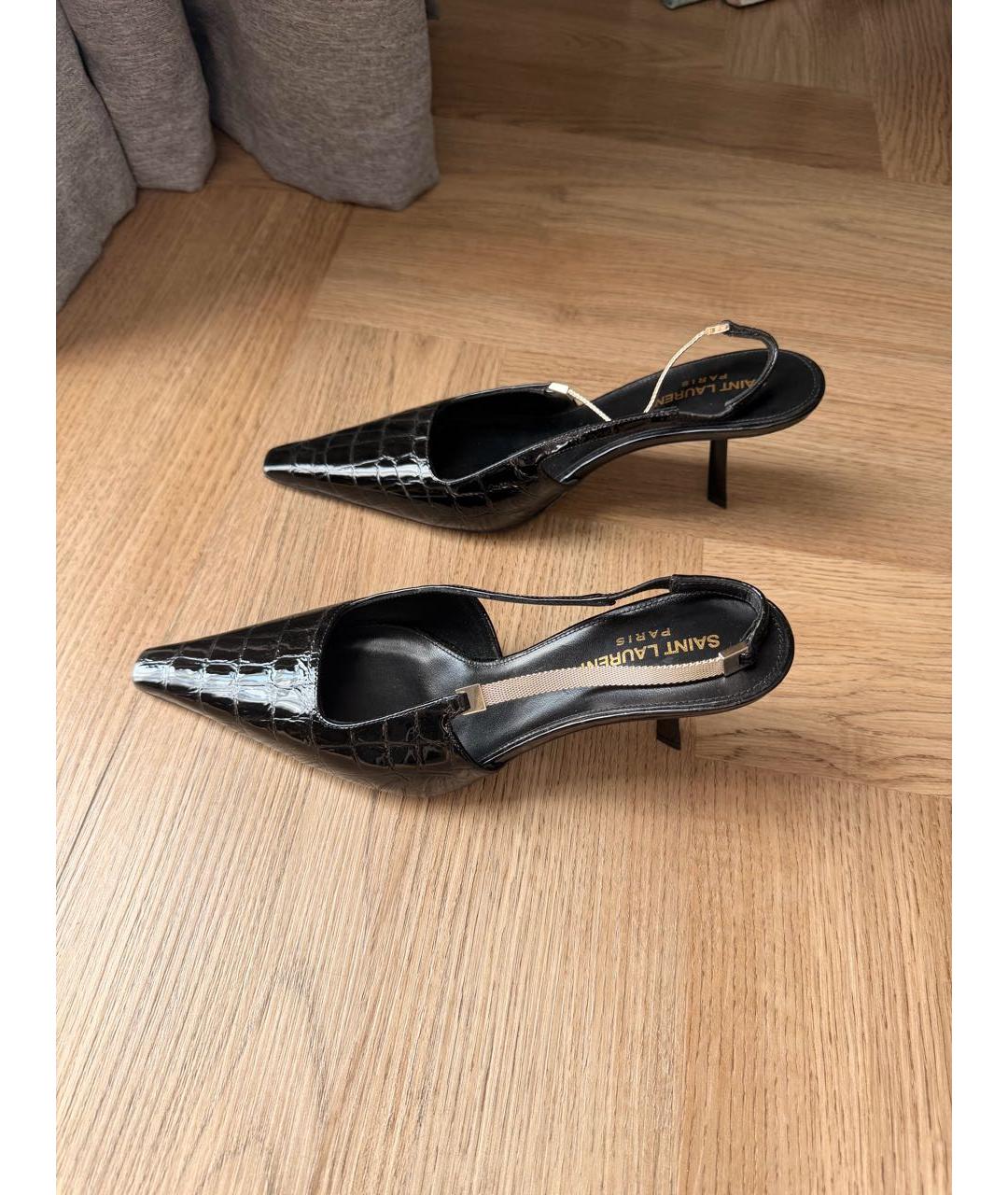 SAINT LAURENT Черные туфли из лакированной кожи, фото 7