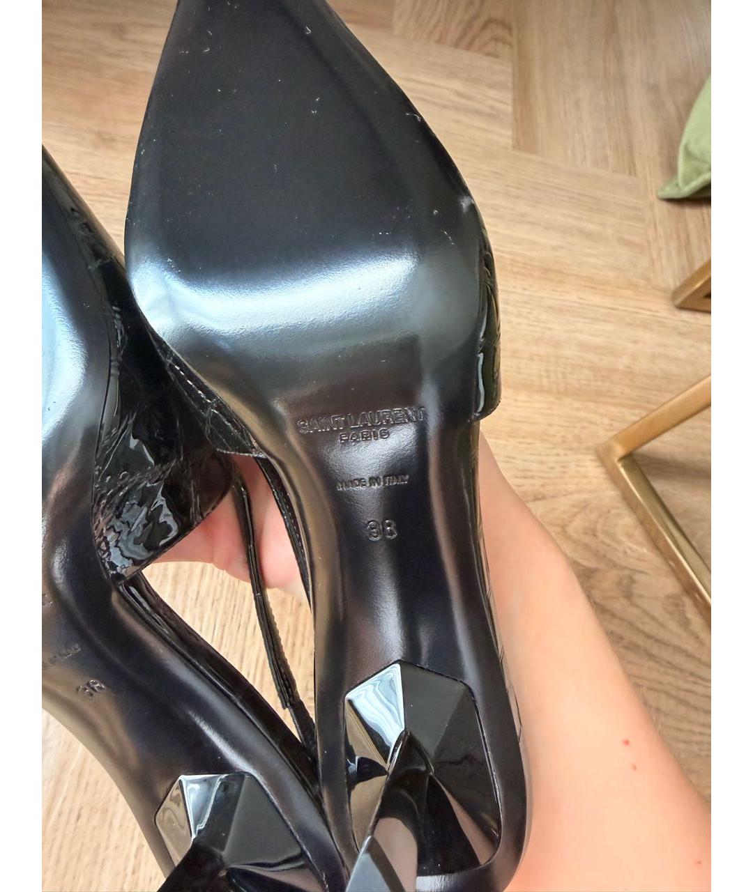 SAINT LAURENT Черные туфли из лакированной кожи, фото 5