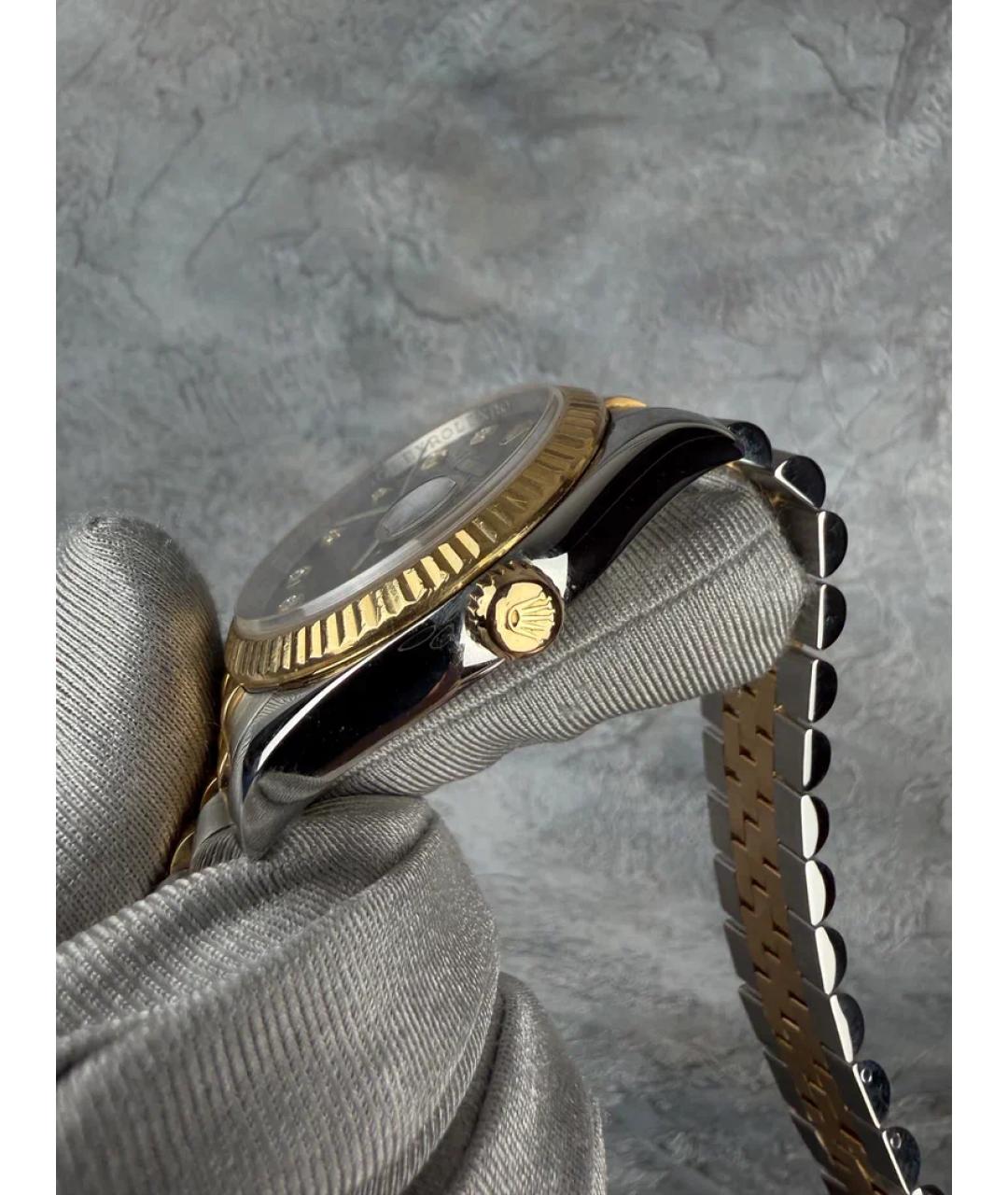 ROLEX Черные часы из желтого золота, фото 3