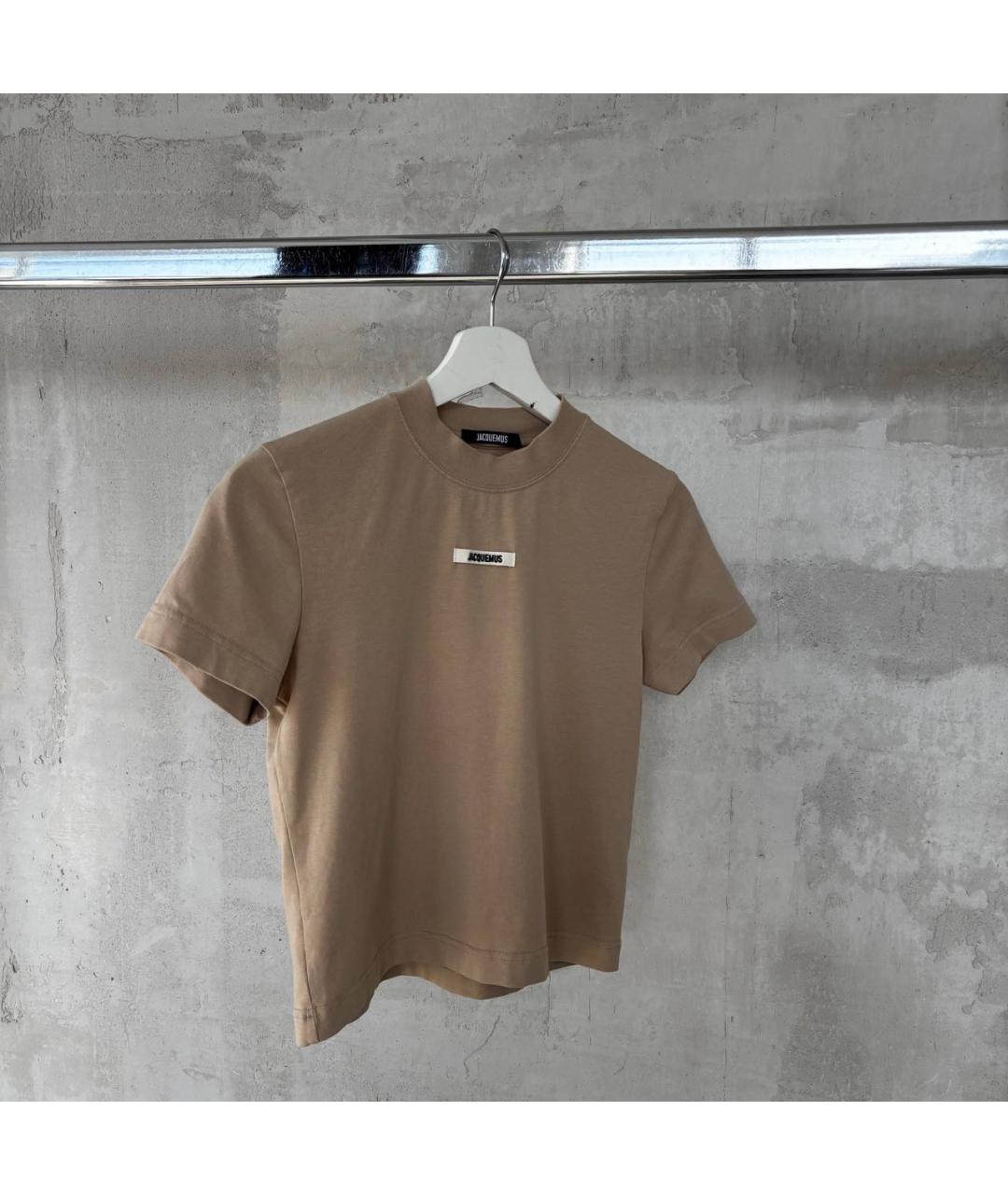 JACQUEMUS Бежевая хлопковая футболка, фото 3