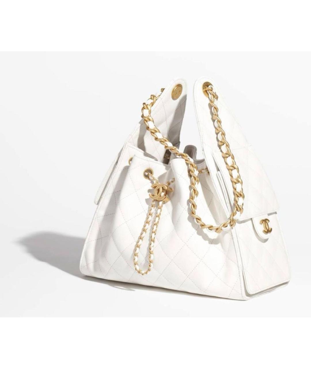 CHANEL Белая кожаная сумка тоут, фото 3