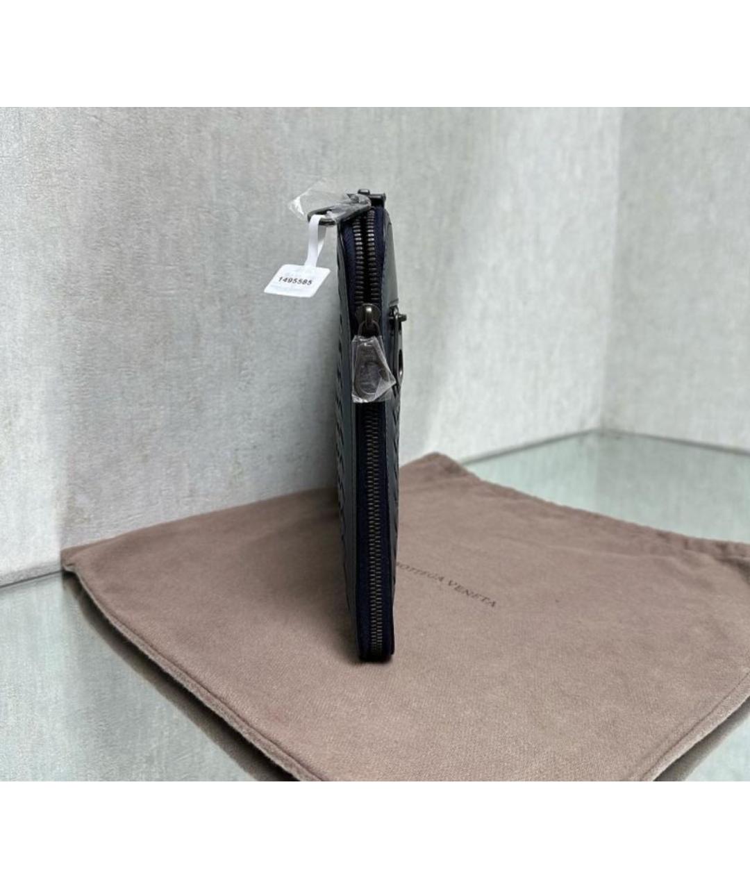 BOTTEGA VENETA Темно-синий кожаный портфель, фото 5