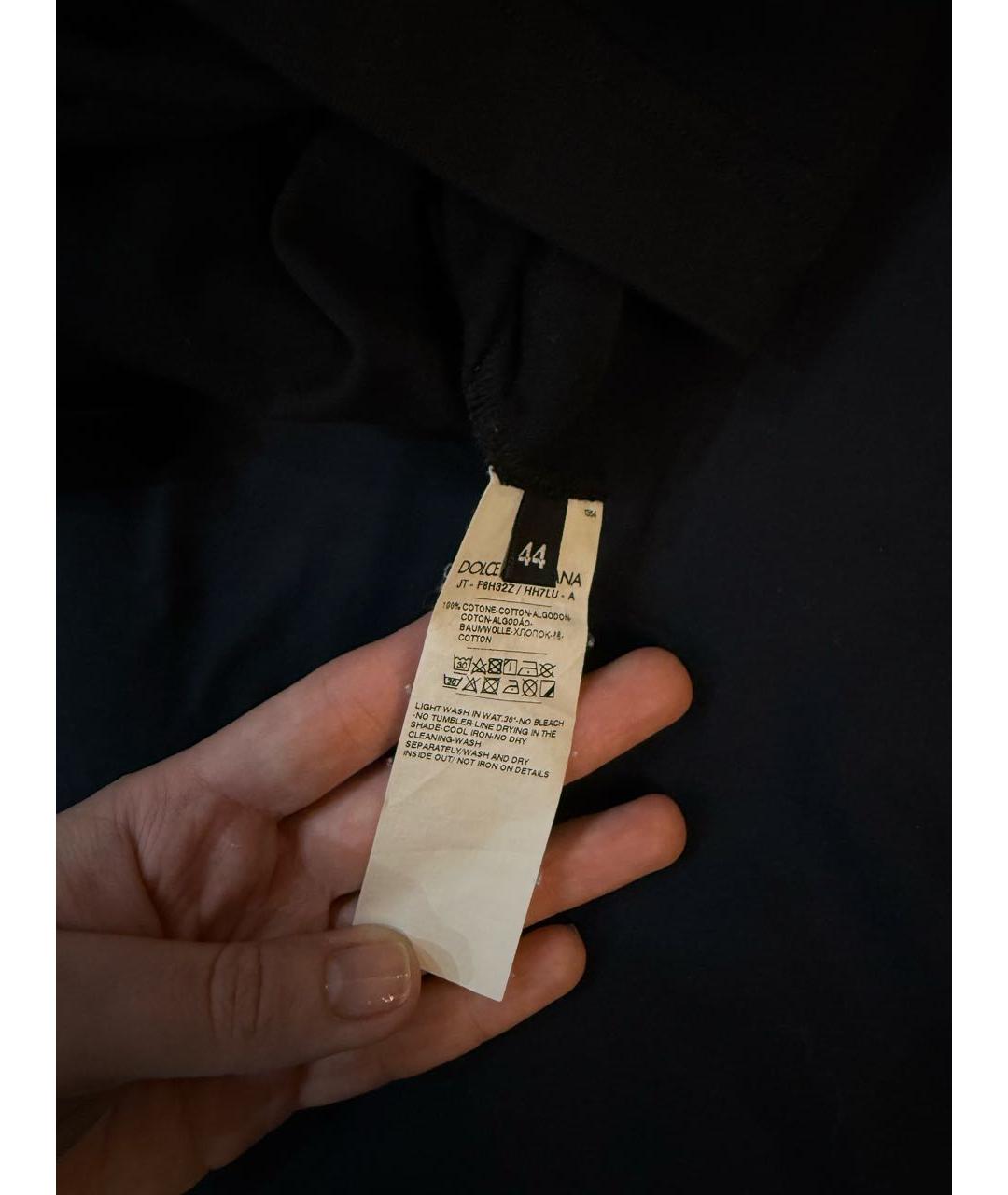 DOLCE&GABBANA Черная хлопковая футболка, фото 5