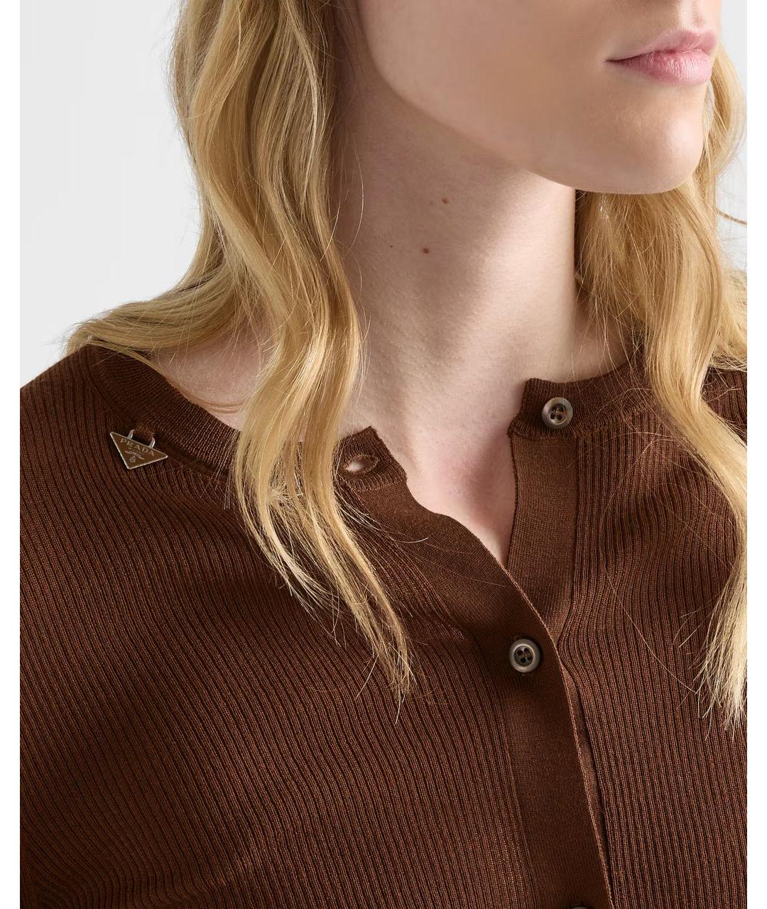 PRADA Коричневый шерстяной кардиган, фото 4