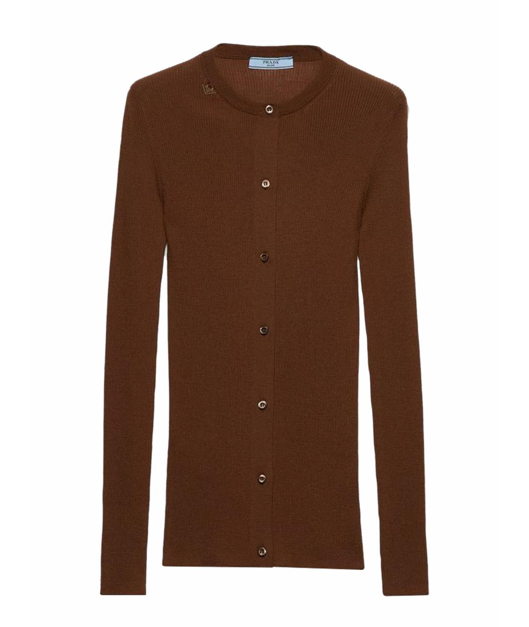 PRADA Коричневый шерстяной кардиган, фото 1