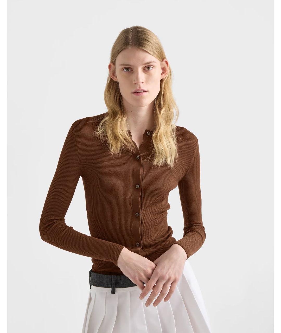 PRADA Коричневый шерстяной кардиган, фото 3