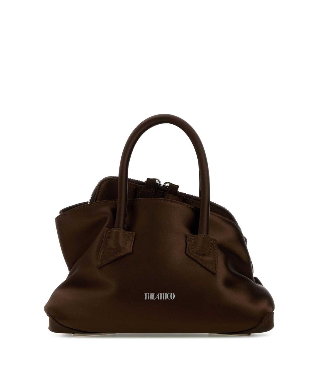 THE ATTICO Коричневая тканевая сумка с короткими ручками, фото 1