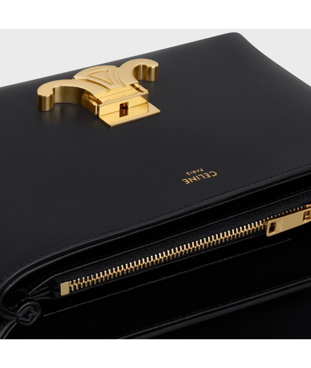 CELINE Черная кожаная сумка с короткими ручками, фото 4