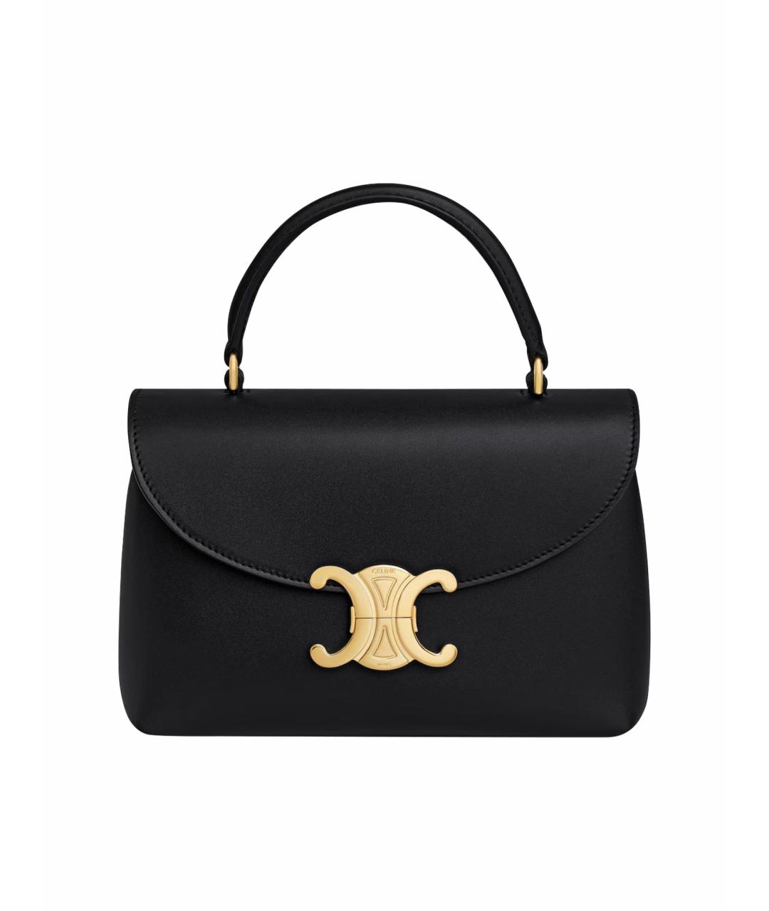 CELINE Черная кожаная сумка с короткими ручками, фото 1