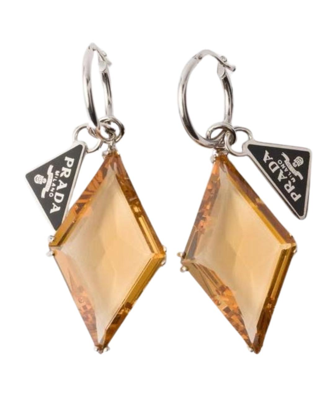 PRADA Коричневые металлические серьги, фото 1