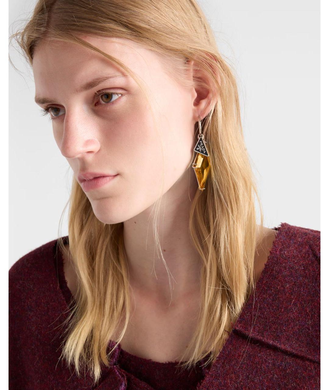 PRADA Коричневые металлические серьги, фото 2