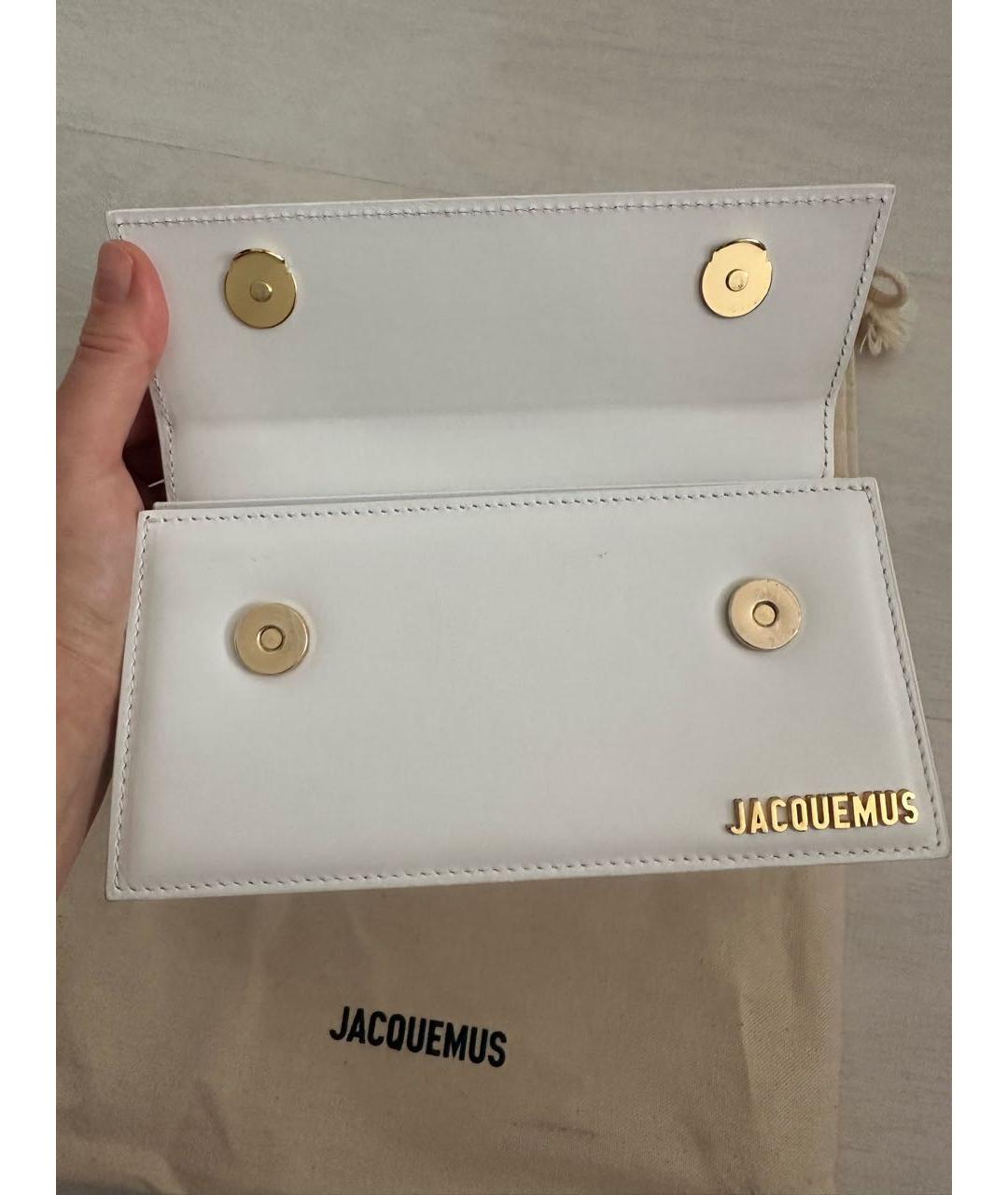 JACQUEMUS Белая кожаная сумка с короткими ручками, фото 7