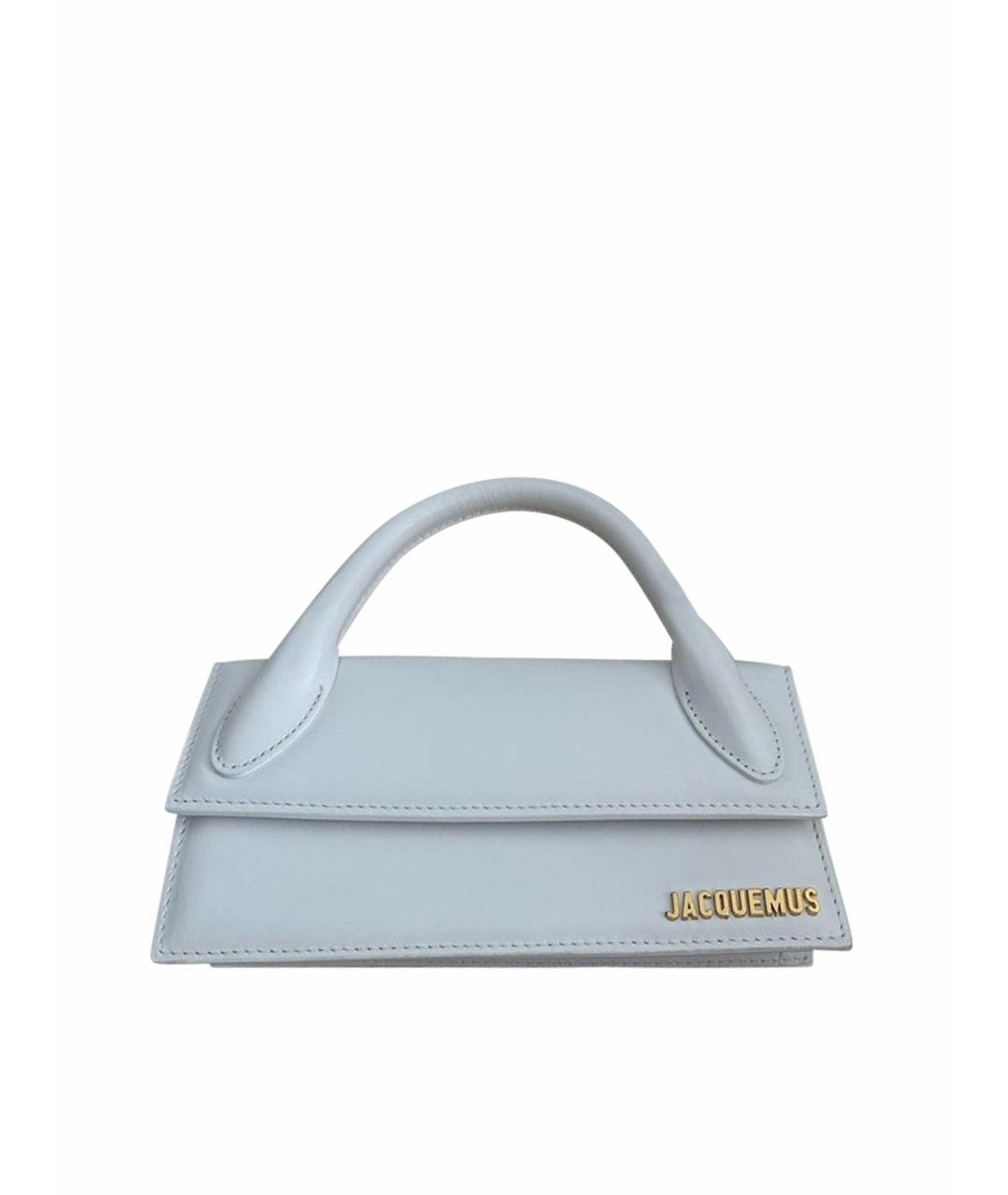 JACQUEMUS Белая кожаная сумка с короткими ручками, фото 1
