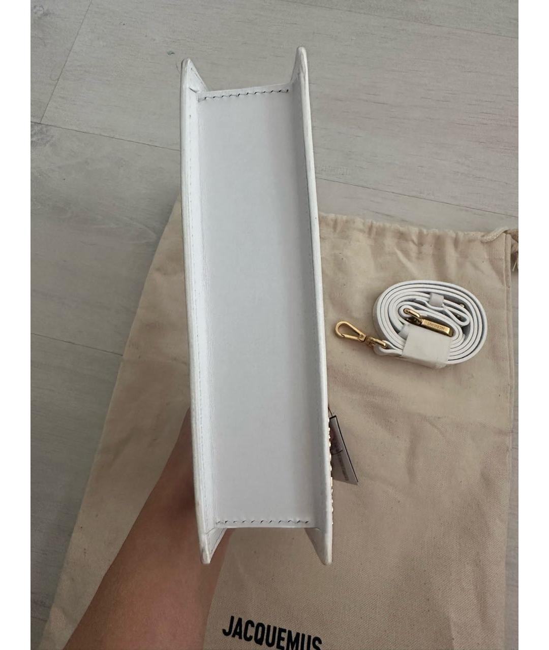 JACQUEMUS Белая кожаная сумка с короткими ручками, фото 4