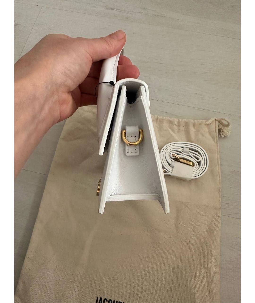 JACQUEMUS Белая кожаная сумка с короткими ручками, фото 6