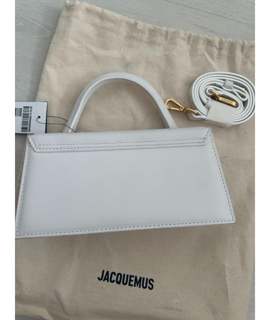 JACQUEMUS Белая кожаная сумка с короткими ручками, фото 3