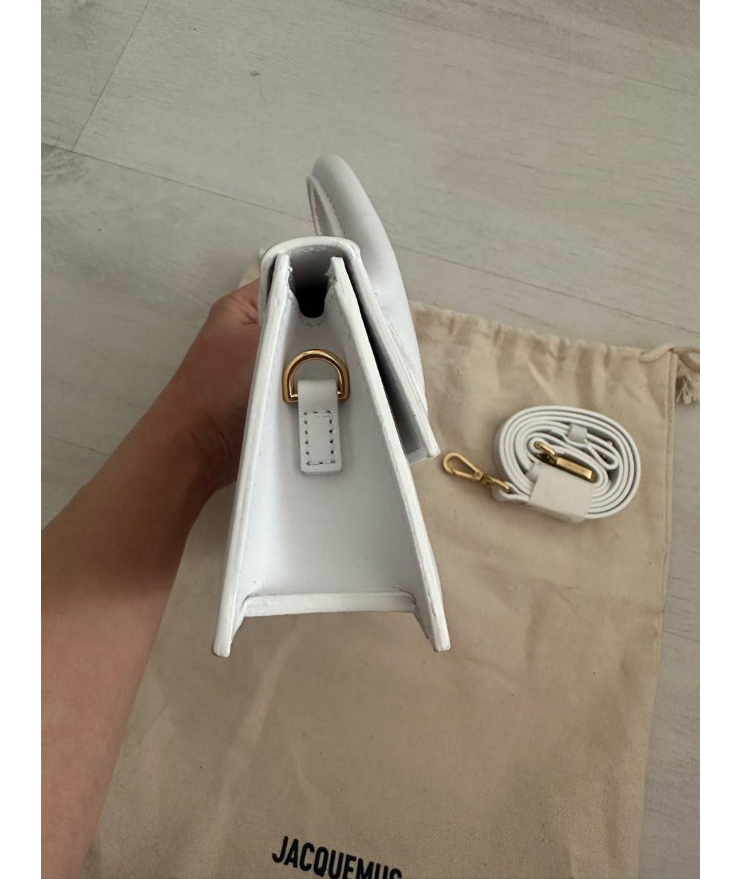 JACQUEMUS Белая кожаная сумка с короткими ручками, фото 5