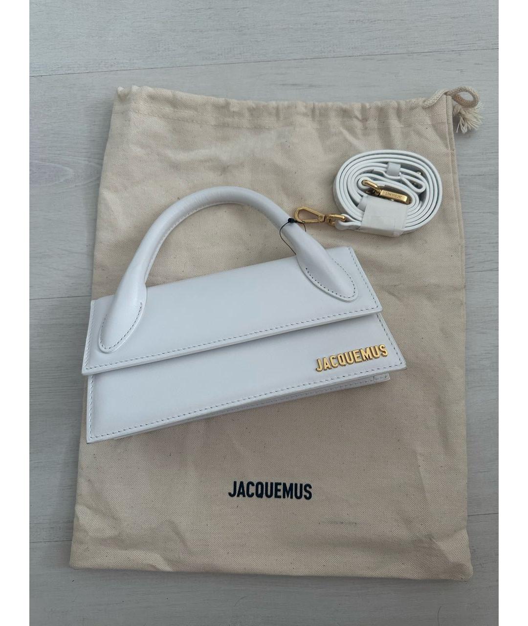JACQUEMUS Белая кожаная сумка с короткими ручками, фото 9