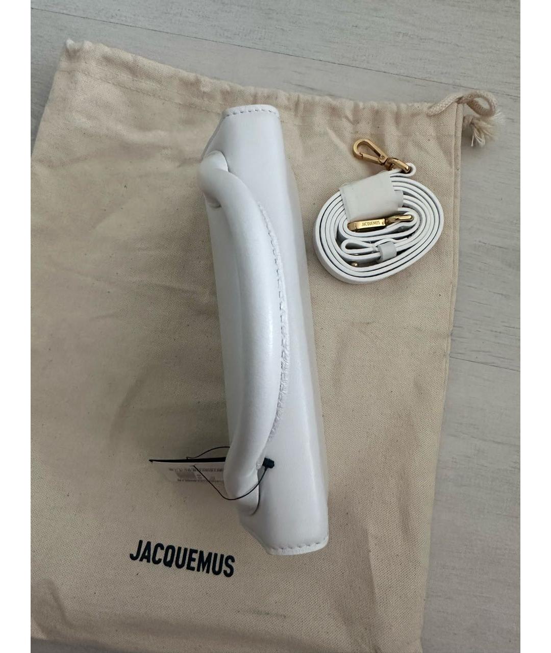 JACQUEMUS Белая кожаная сумка с короткими ручками, фото 2