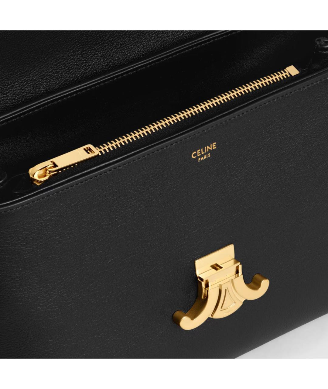 CELINE Черная кожаная сумка с короткими ручками, фото 3