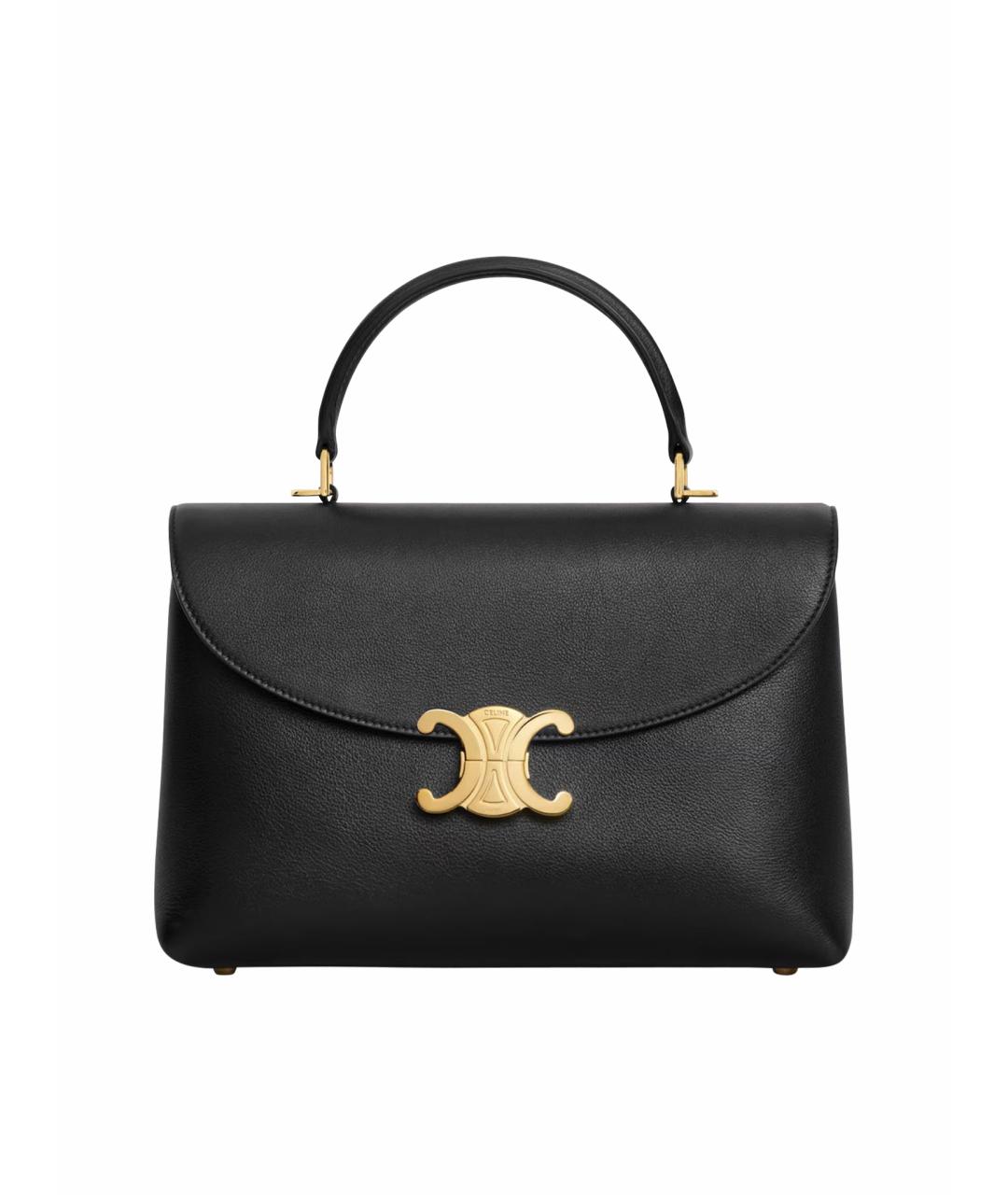 CELINE Черная кожаная сумка с короткими ручками, фото 1