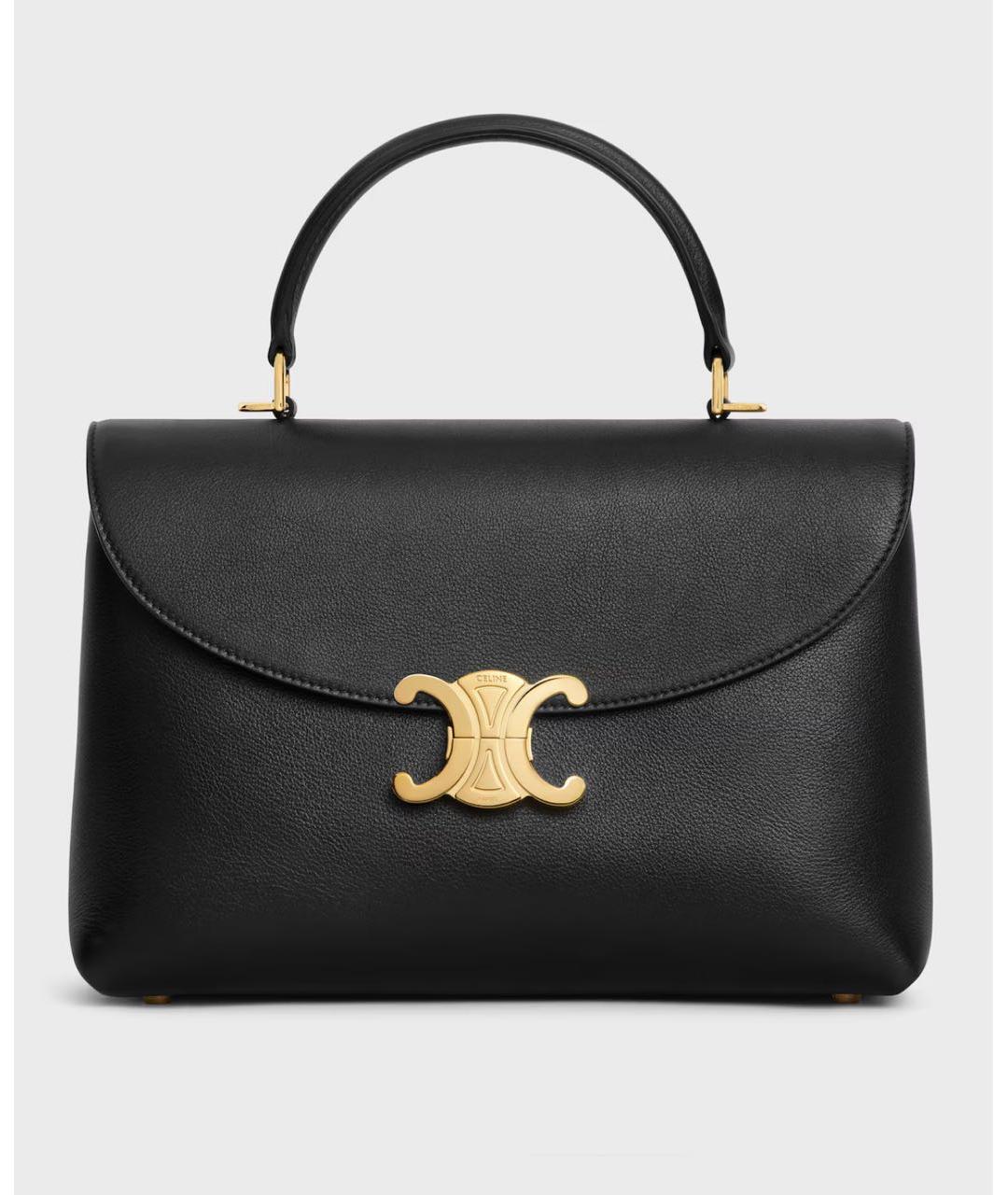 CELINE Черная кожаная сумка с короткими ручками, фото 5