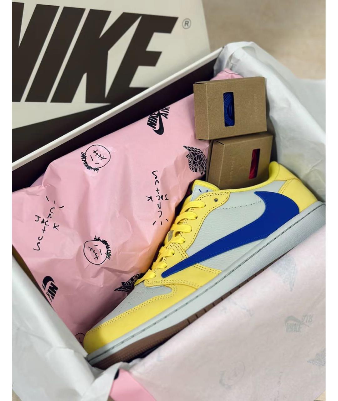 JORDAN Желтые кожаные низкие кроссовки / кеды, фото 5