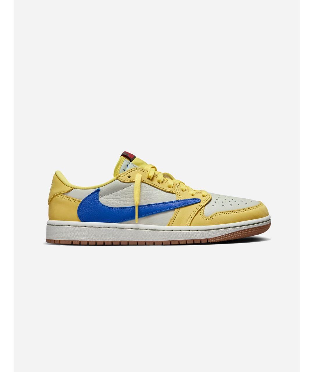 JORDAN Желтые кожаные низкие кроссовки / кеды, фото 7