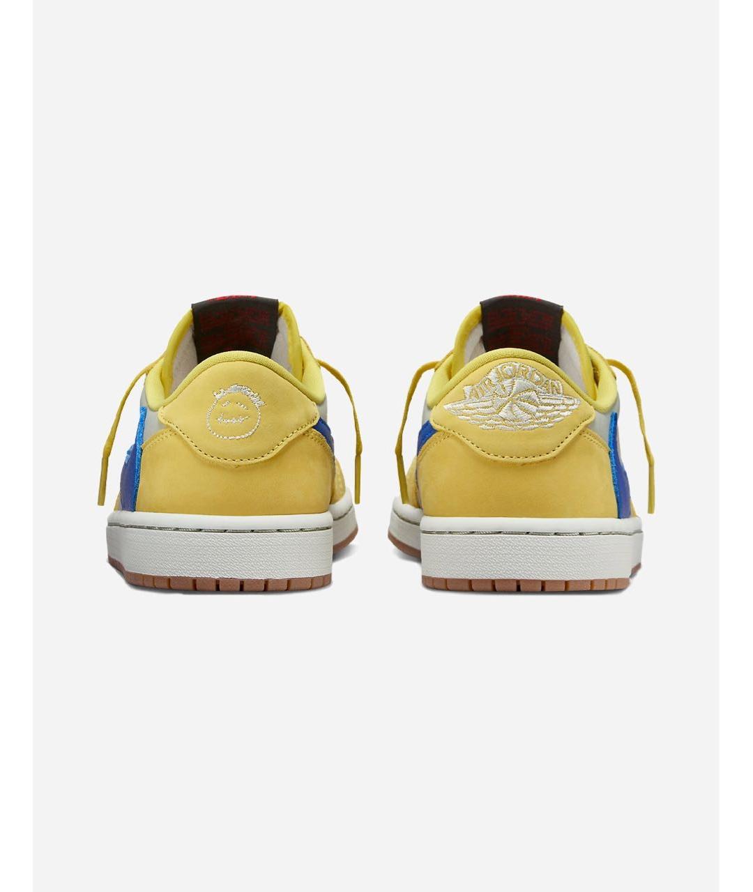 JORDAN Желтые кожаные низкие кроссовки / кеды, фото 3
