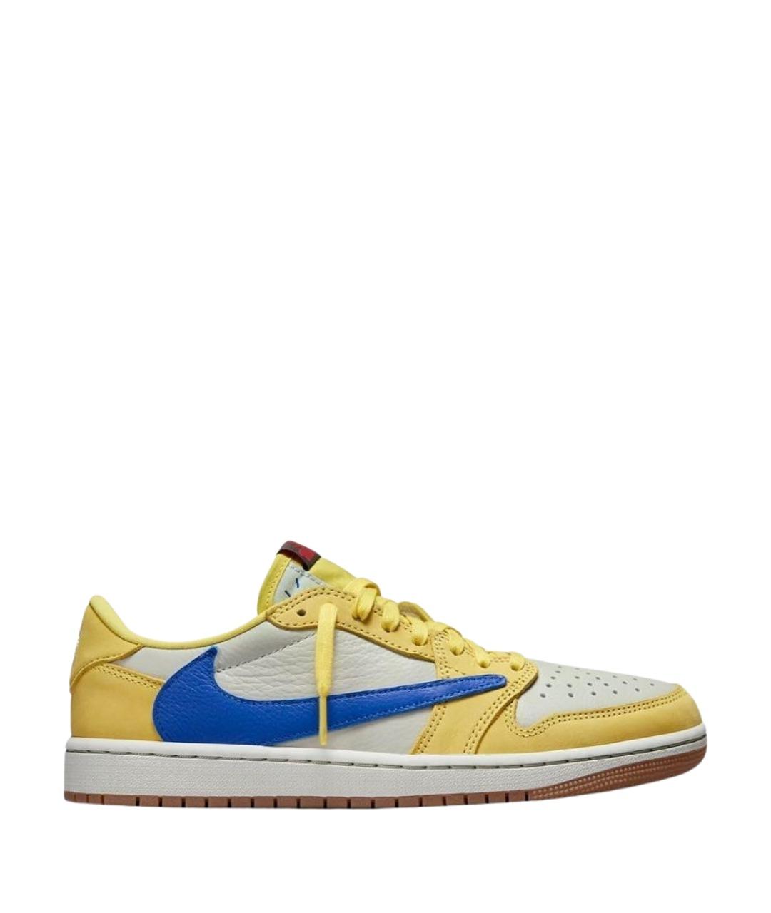 JORDAN Желтые кожаные низкие кроссовки / кеды, фото 1