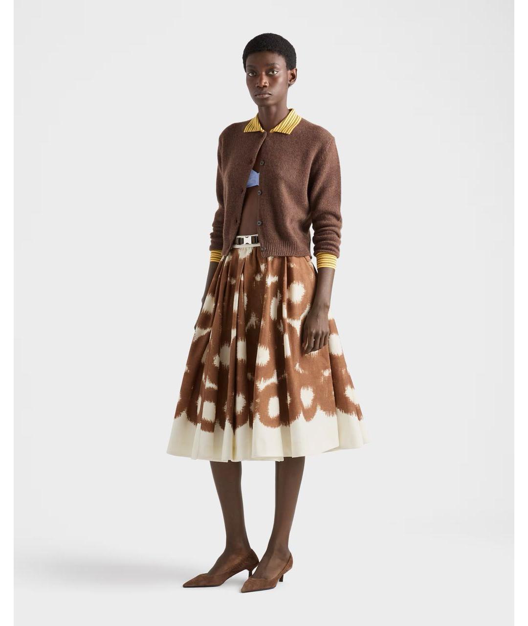 PRADA Коричневая юбка миди, фото 2