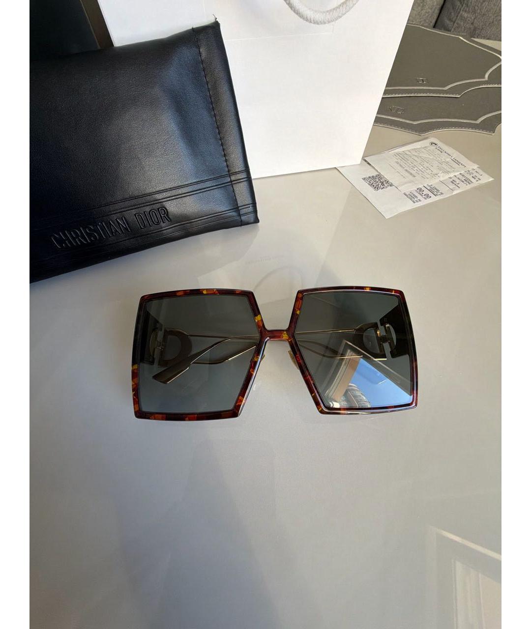 CHRISTIAN DIOR Коричневые пластиковые солнцезащитные очки, фото 9