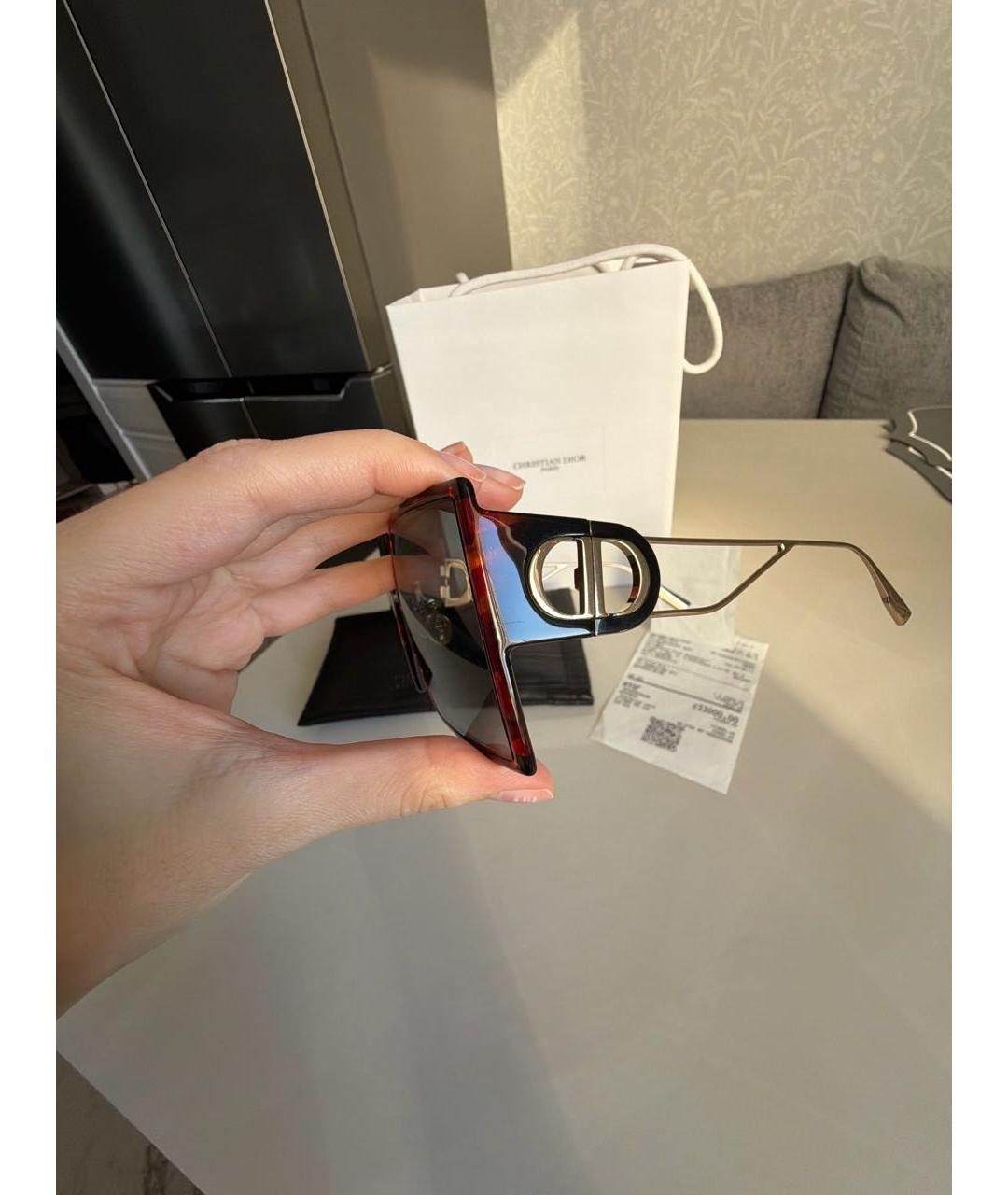 CHRISTIAN DIOR Коричневые пластиковые солнцезащитные очки, фото 2