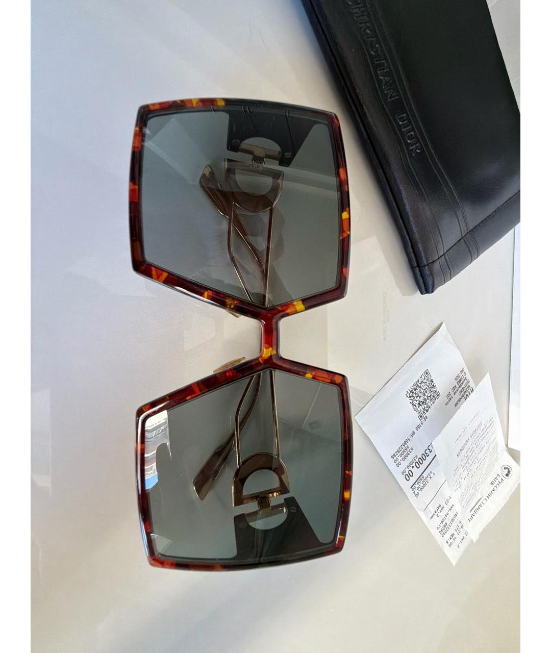 CHRISTIAN DIOR Коричневые пластиковые солнцезащитные очки, фото 7