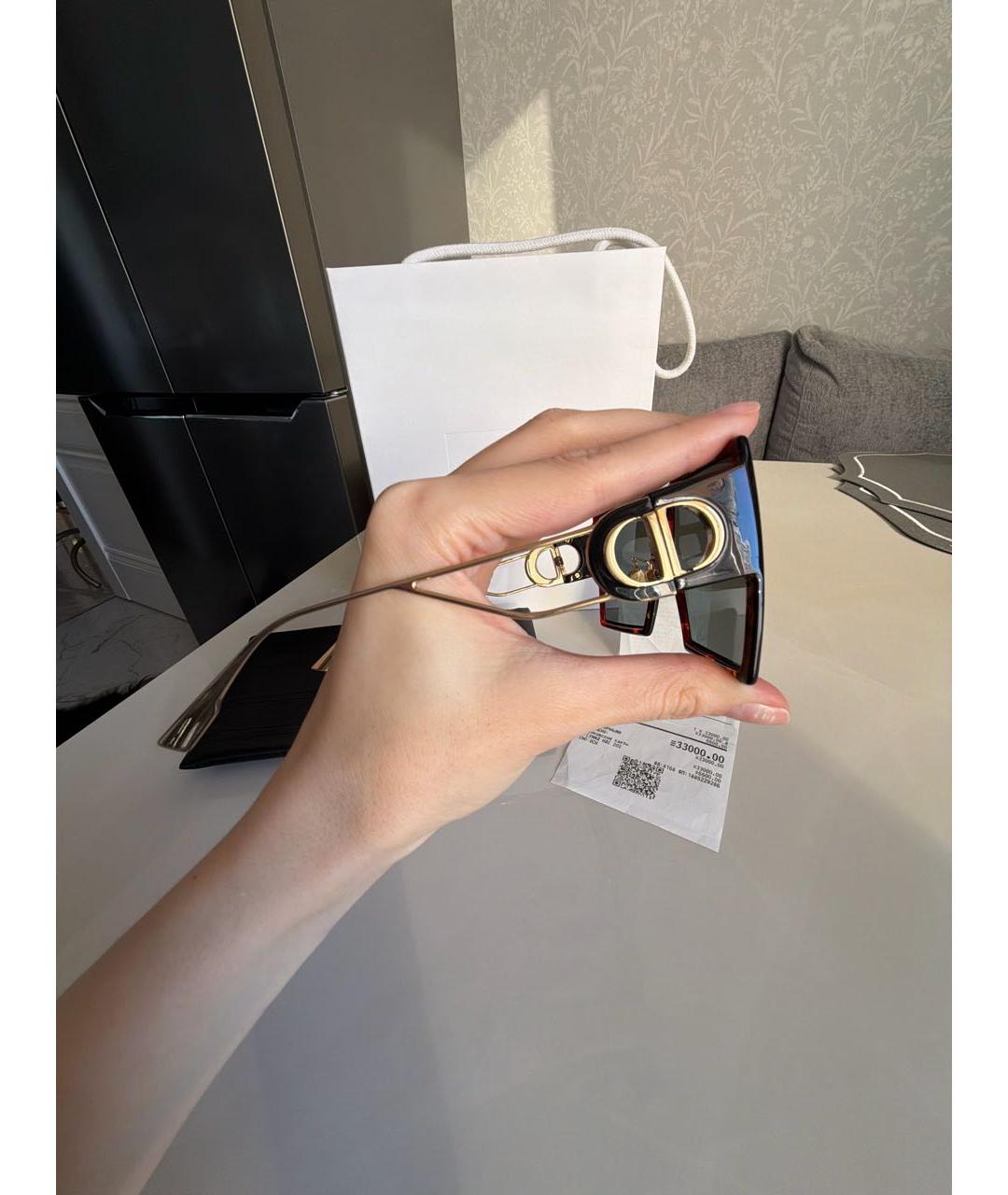 CHRISTIAN DIOR Коричневые пластиковые солнцезащитные очки, фото 5