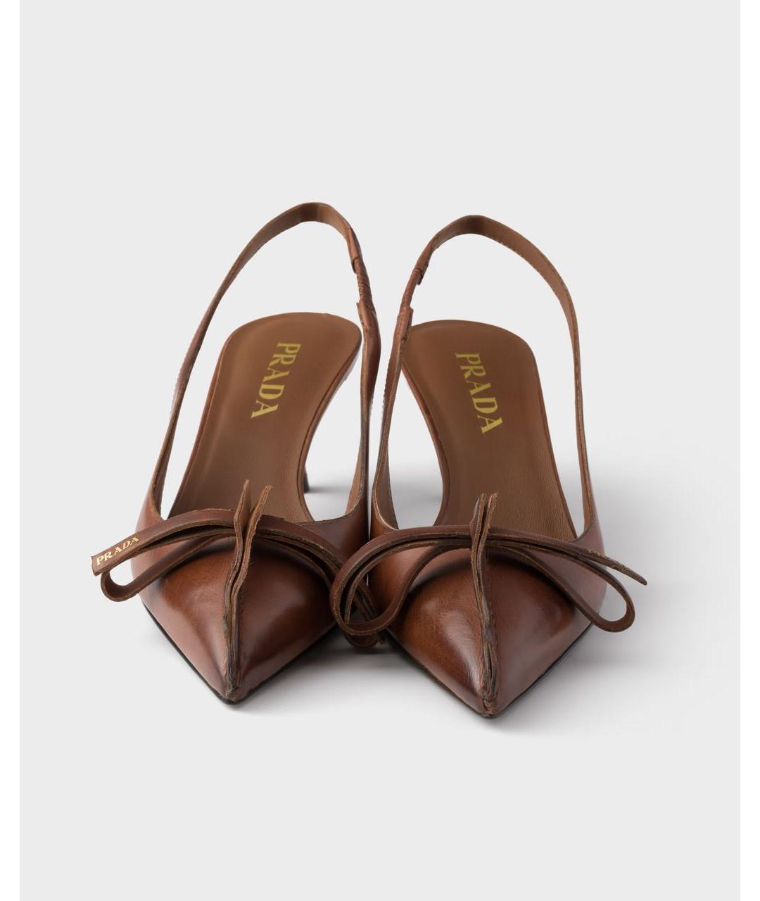 PRADA Коричневые кожаные туфли, фото 6