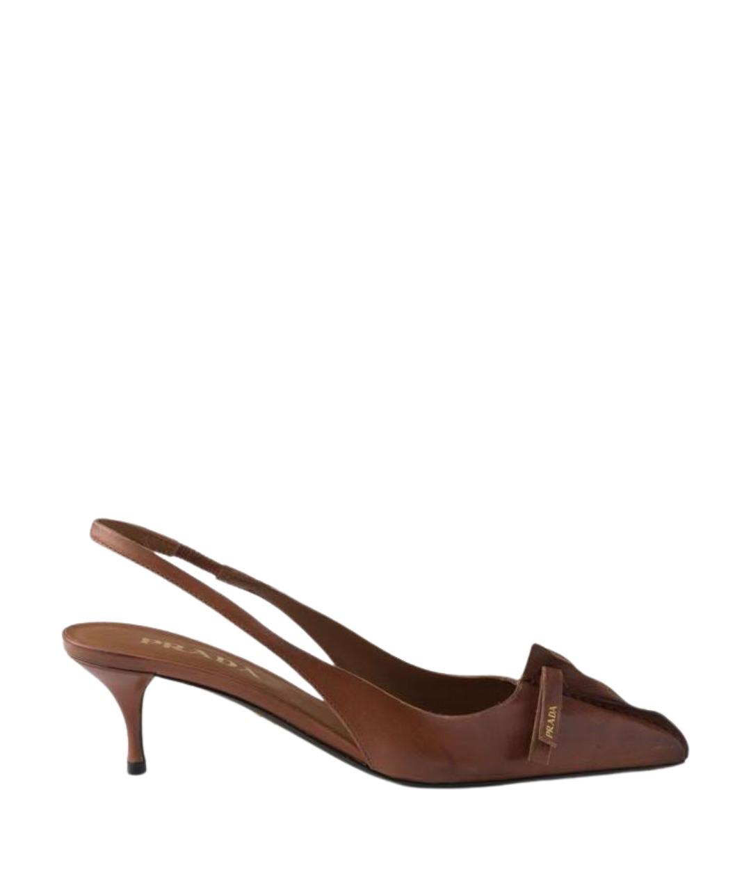 PRADA Коричневые кожаные туфли, фото 1