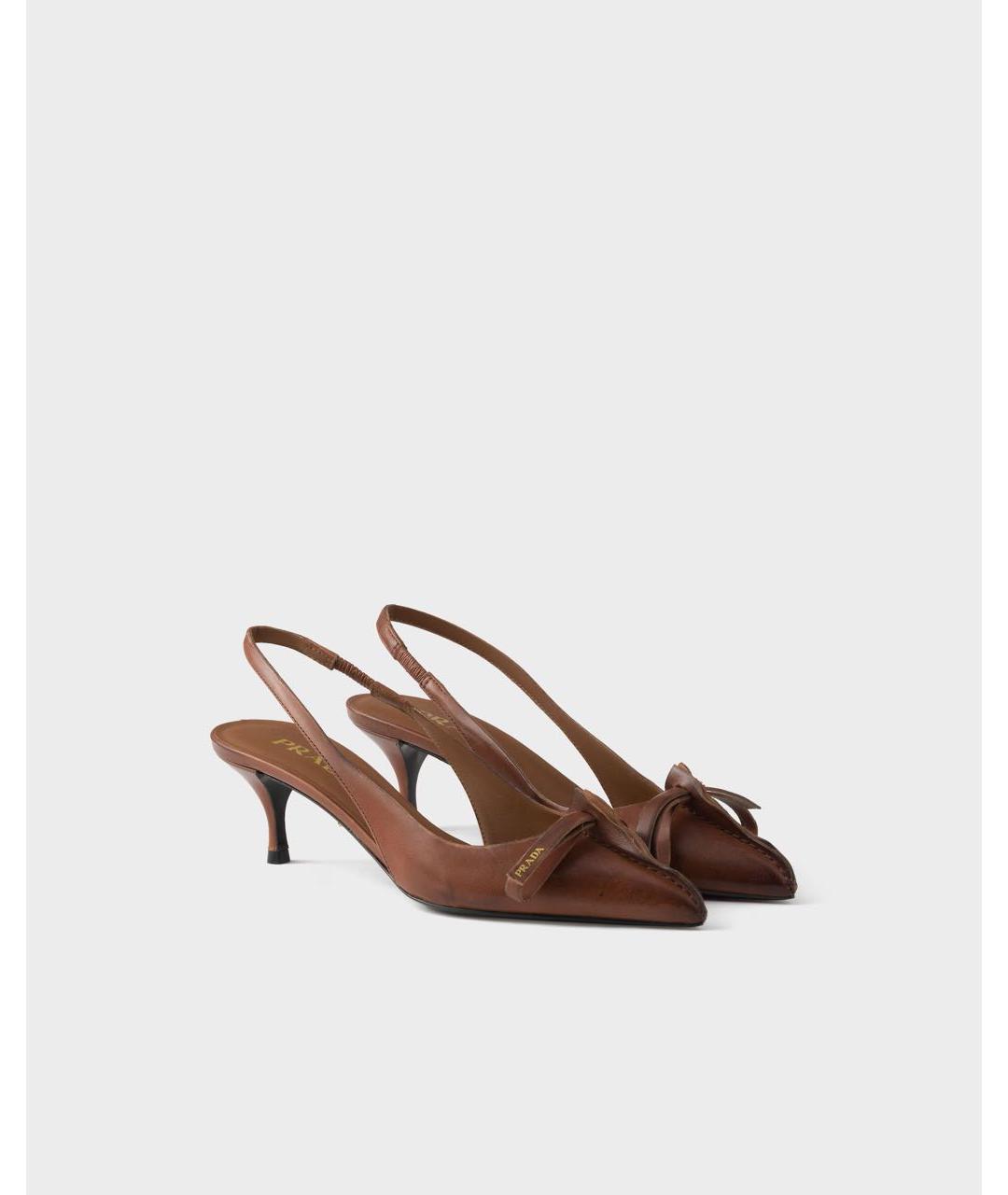 PRADA Коричневые кожаные туфли, фото 2