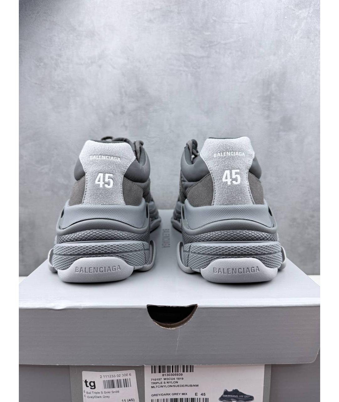 BALENCIAGA Серые текстильные низкие кроссовки / кеды, фото 5