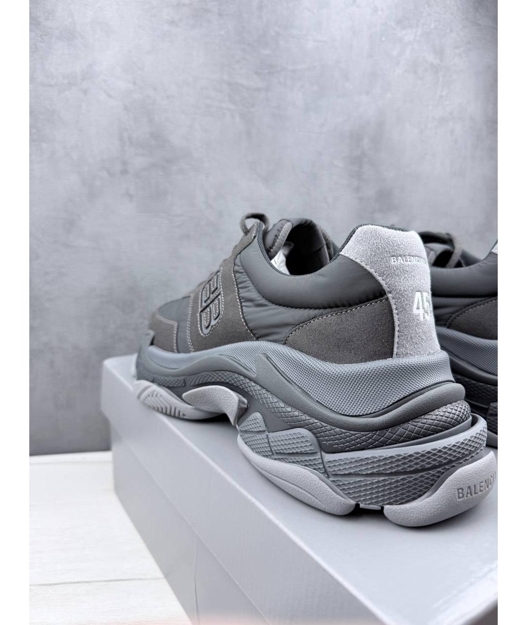 BALENCIAGA Серые текстильные низкие кроссовки / кеды, фото 7