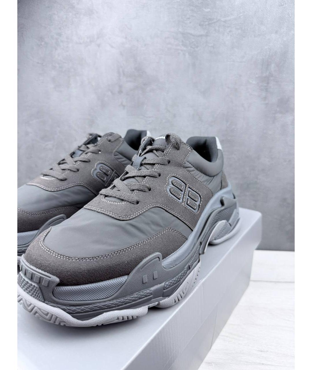 BALENCIAGA Серые текстильные низкие кроссовки / кеды, фото 2